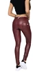 Damen Leggins Hugz Jeans  Wine Faux Leather Biker Mid Waist