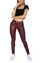 Damen Leggins Hugz Jeans  Wine Faux Leather Biker Mid Waist