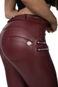 Damen Leggins Hugz Jeans  Wine Faux Leather Biker Mid Waist