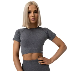 Damen T-Shirt GymBeam FLO CropTop Grey