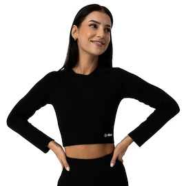 Damen T-Shirt GymBeam  FLO Ribbed CropTop Black