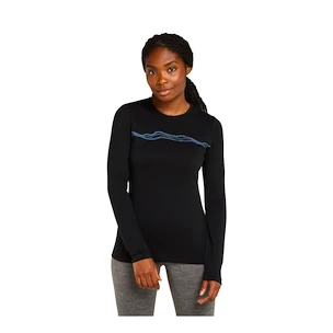 Damen T-Shirt Icebreaker Merino 200 Oasis LS Crewe Mountain Pulse Black