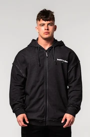 Herren Hoodie Nebbia Washed-off Zip Up Hoodie GYM BRO Black