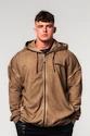 Herren Hoodie Nebbia  Washed-off Zip Up Hoodie GYM BRO Light Brown