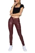 Herren Leggins  Hugz Jeans  Wine Faux Leather Biker Mid Waist