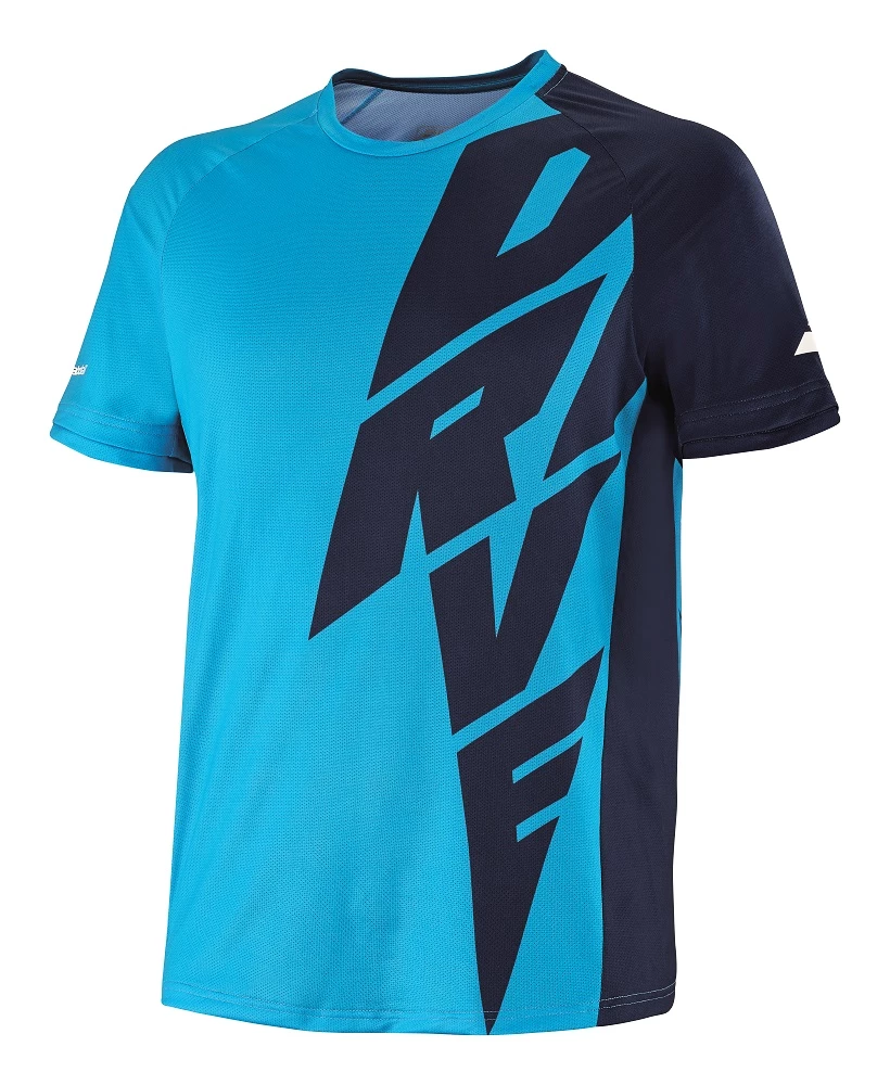 Herren T Shirt Babolat Drive Crew Neck Tee Blue Sportega