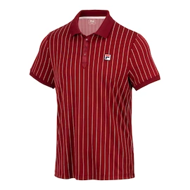 Herren T-Shirt Fila Polo Stripes Björn Cabernet/White Alyssum