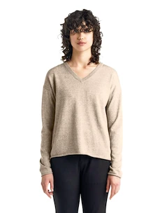 Pullover Icebreaker  Flaxen LS V Sweater Beige